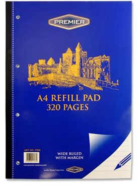 Premier A4 Refill Pad 320 Pages Wide Ruled